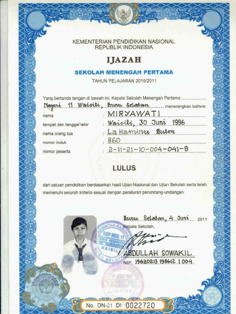 Detail Contoh Gambar Ijazah Nomer 20