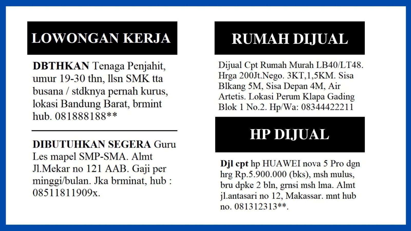 Contoh Gambar Iklan Baris - KibrisPDR