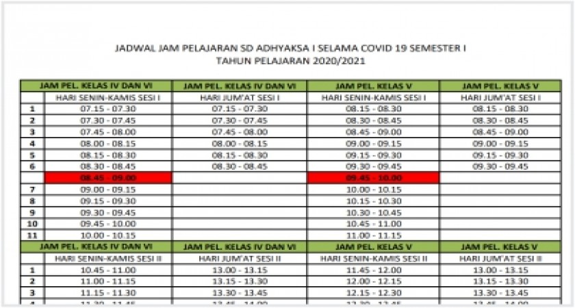 Detail Contoh Gambar Jadwal Pelajaran Nomer 21