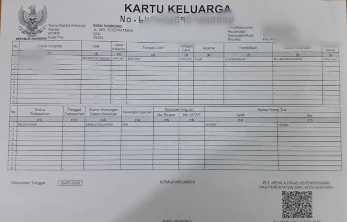 Detail Contoh Gambar Kartu Keluarga Nomer 27