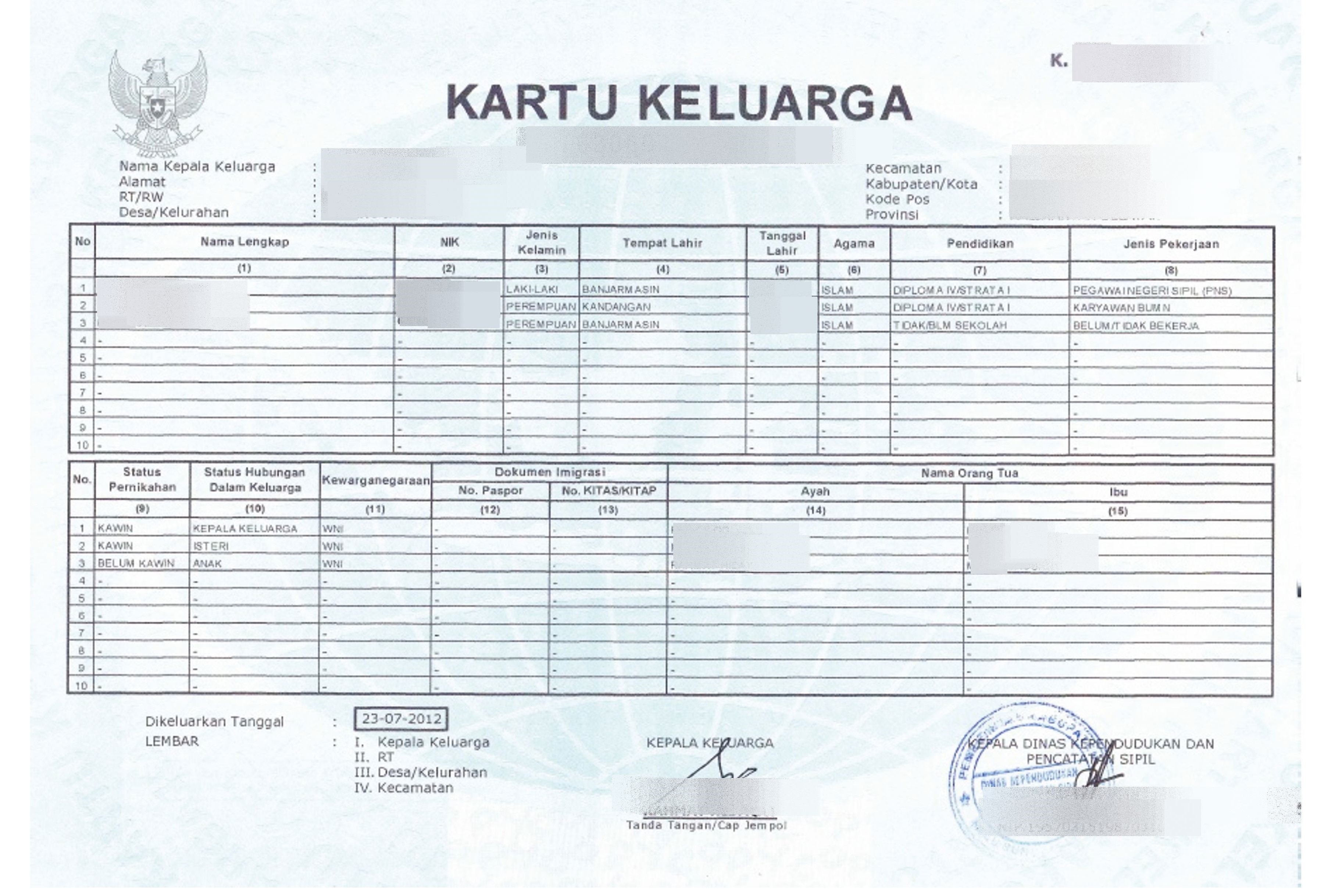 Detail Contoh Gambar Kartu Keluarga Nomer 43