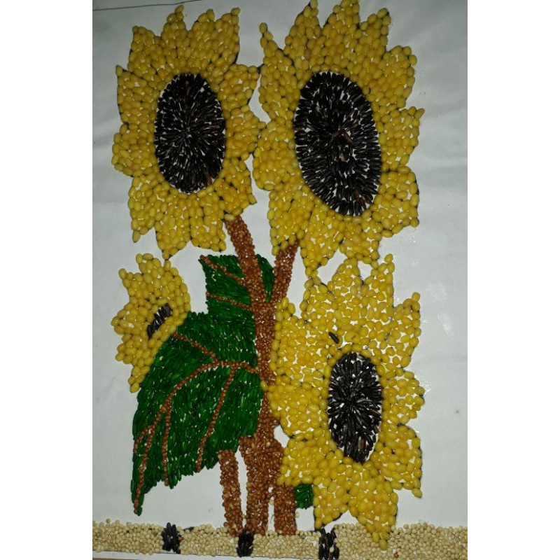 Detail Contoh Gambar Kolase Bunga Matahari Dari Biji Bijian Nomer 17