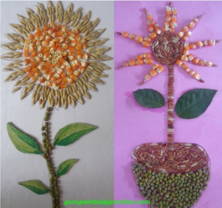Detail Contoh Gambar Kolase Bunga Matahari Dari Biji Bijian Nomer 21