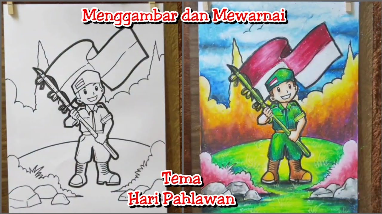 Contoh Gambar Mewarnai Tema Hari Pahlawan - KibrisPDR