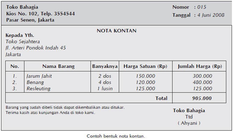 Contoh Gambar Nota Kontan 53 Koleksi Gambar