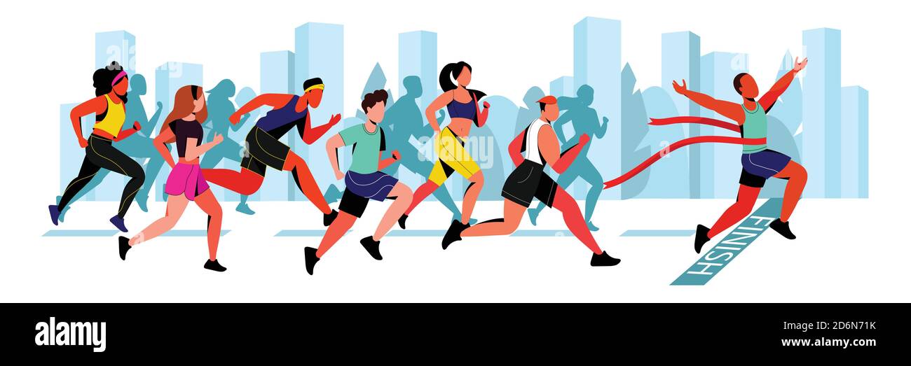 Detail Running Across Finish Line Nomer 21