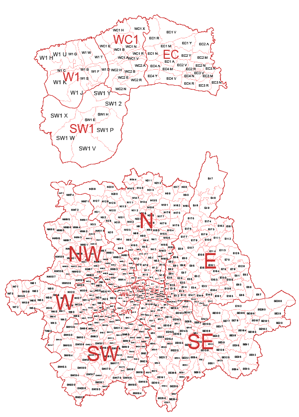 Detail London Sw Postcode Map Nomer 9