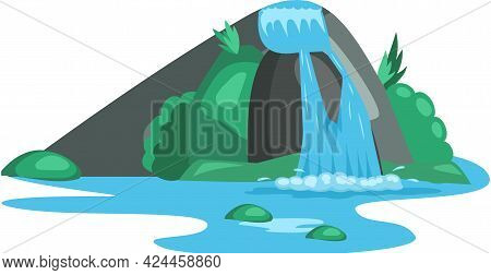 Detail Waterfall In Mountains Nomer 6