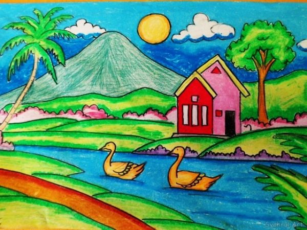 Detail Contoh Gambar Pemandangan Yang Mudah Nomer 39