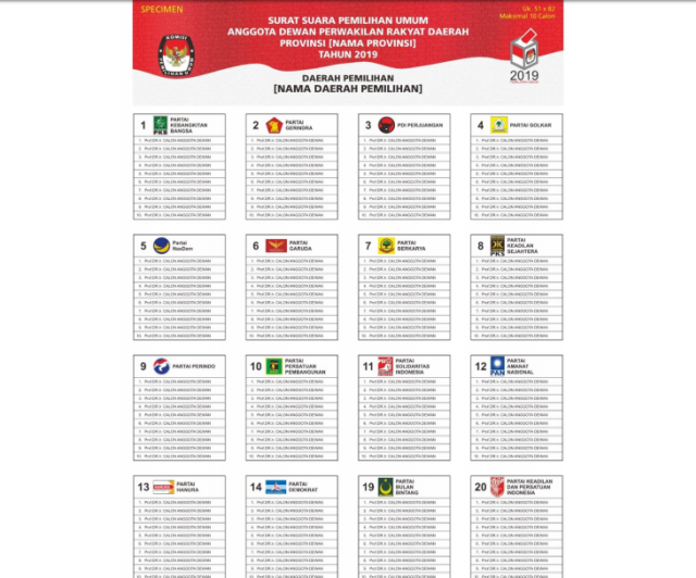 Detail Contoh Gambar Surat Suara Pileg 2019 Nomer 2