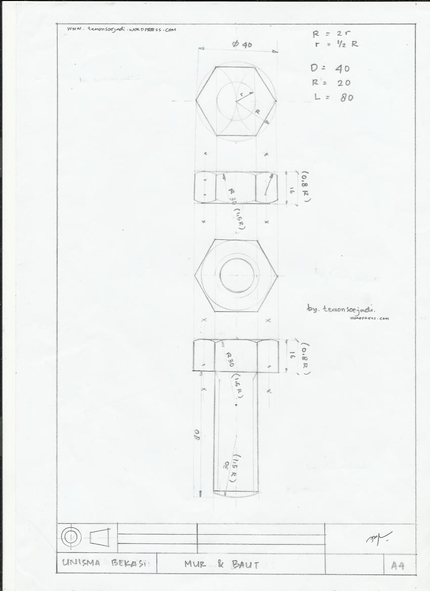 Detail Contoh Gambar Teknik Baut Nomer 20