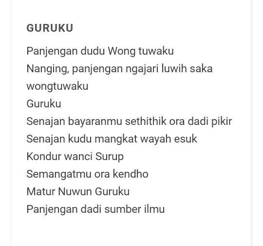 Detail Contoh Geguritan Tema Guru Nomer 2