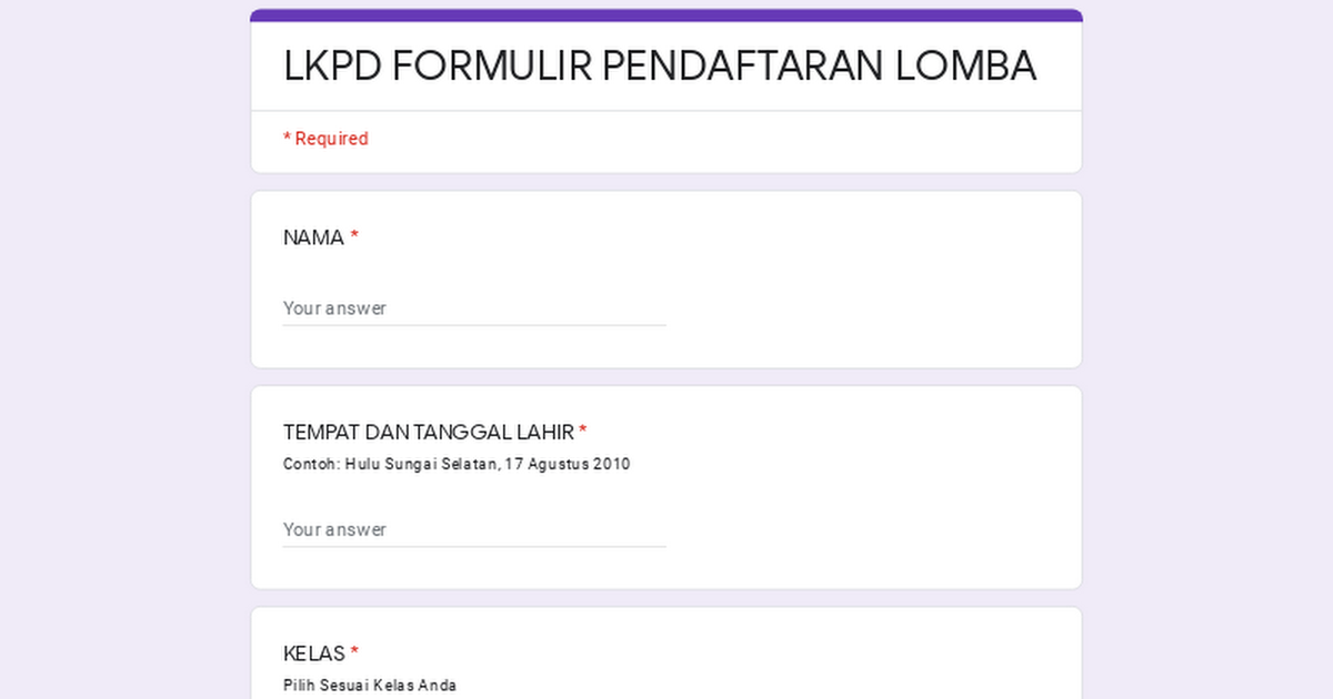 Detail Contoh Google Form Pendaftaran Nomer 2