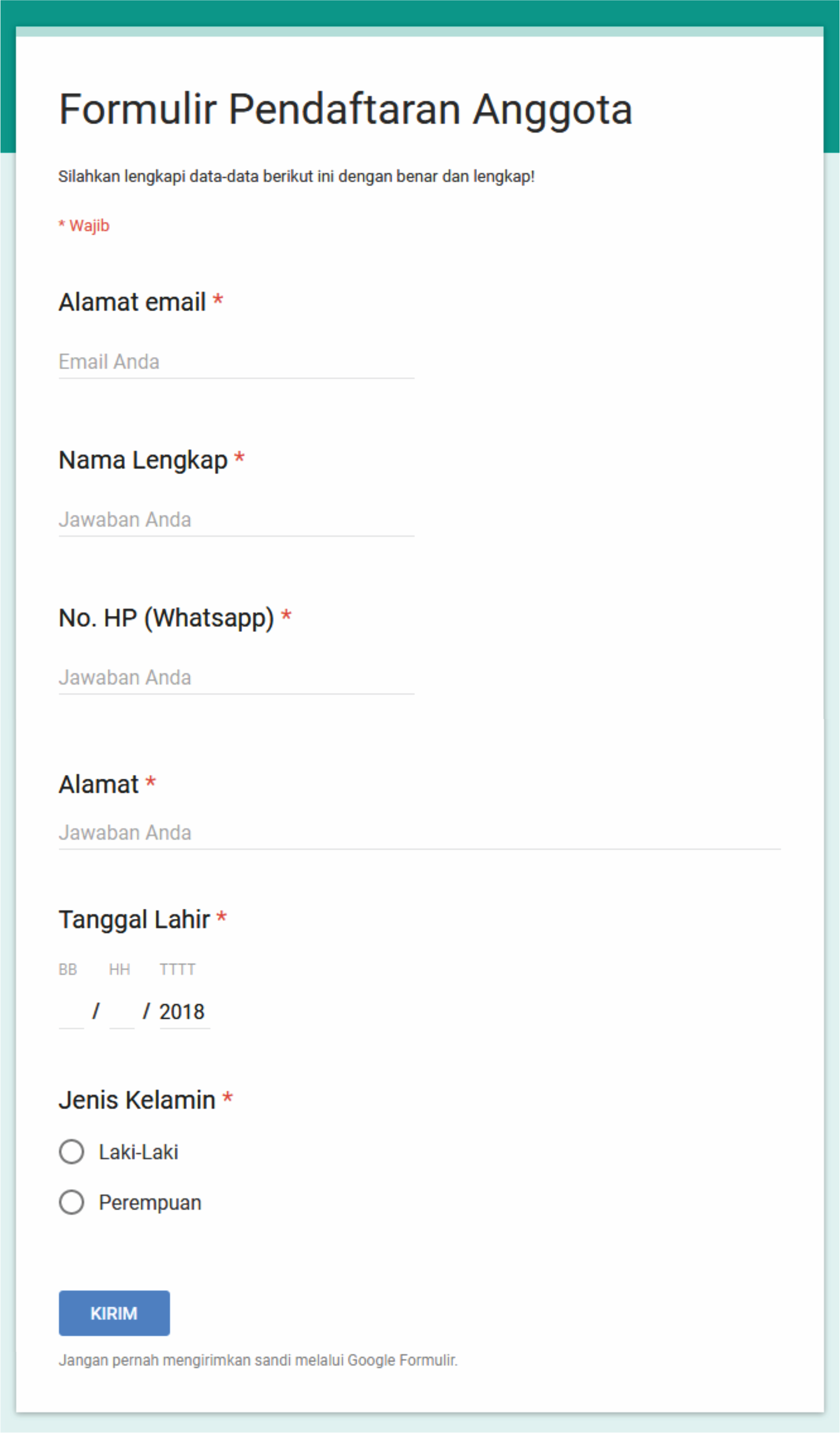 Detail Contoh Google Form Pendaftaran Nomer 3