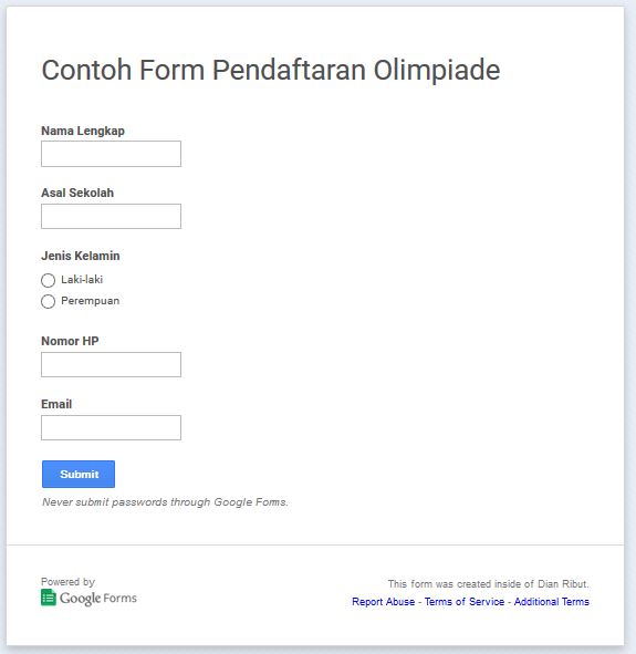 Detail Contoh Google Form Pendaftaran Nomer 49