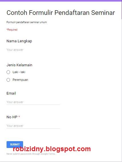 Detail Contoh Google Form Pendaftaran Nomer 51