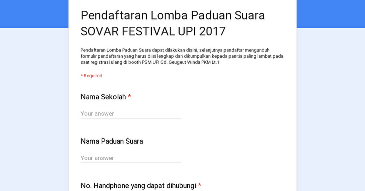 Detail Contoh Google Form Pendaftaran Lomba Koleksi Nomer 4