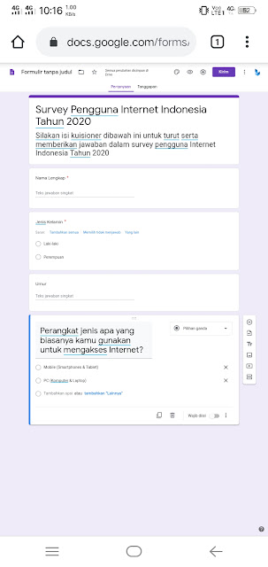 Detail Contoh Google Form Survey Nomer 9