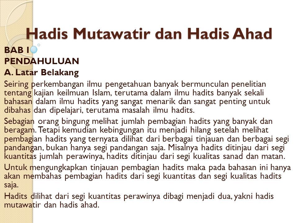 Detail Contoh Hadis Ahad Nomer 18