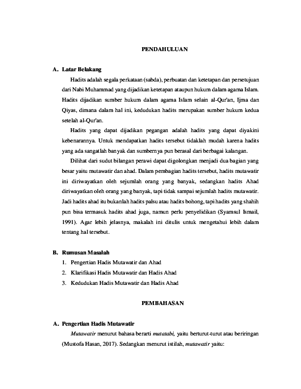 Detail Contoh Hadis Ahad Nomer 22