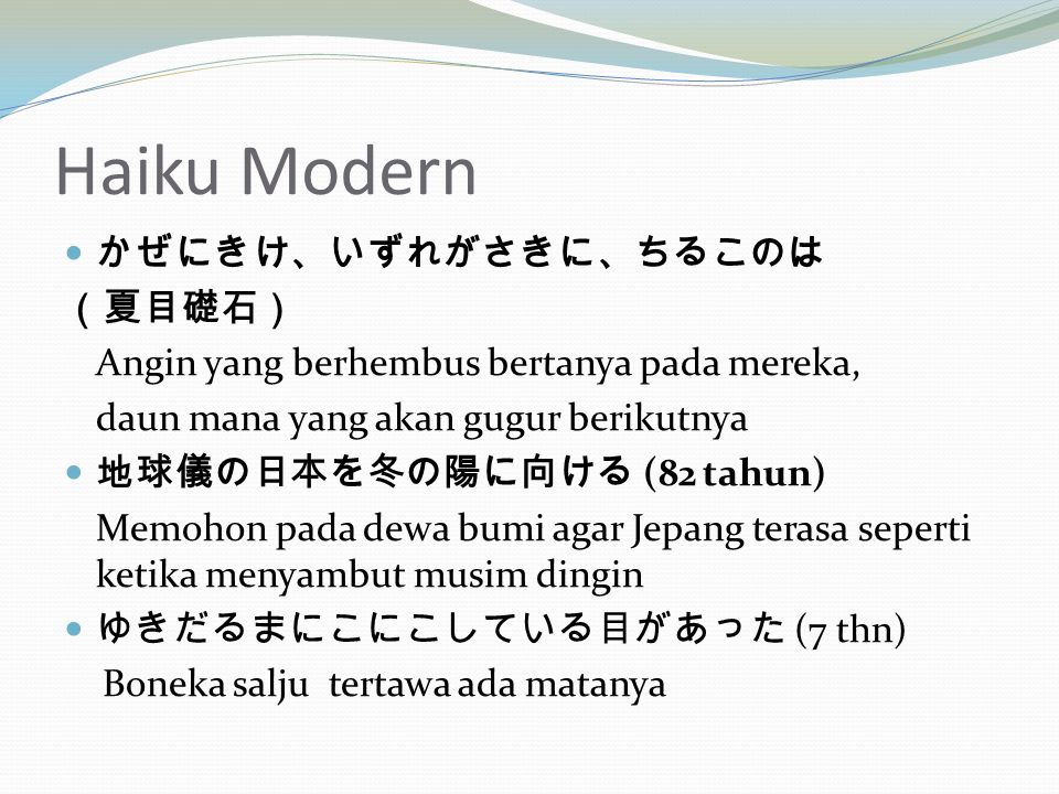 Detail Contoh Haiku Jepang Nomer 2