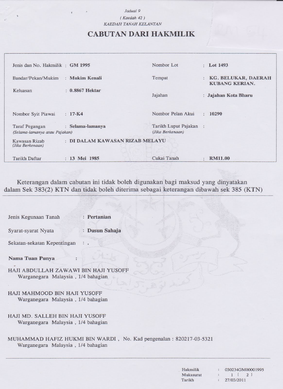 Detail Contoh Hak Milik Nomer 27