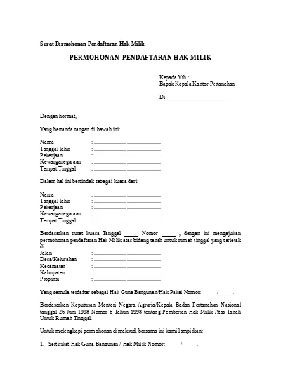 Detail Contoh Hak Milik Nomer 35