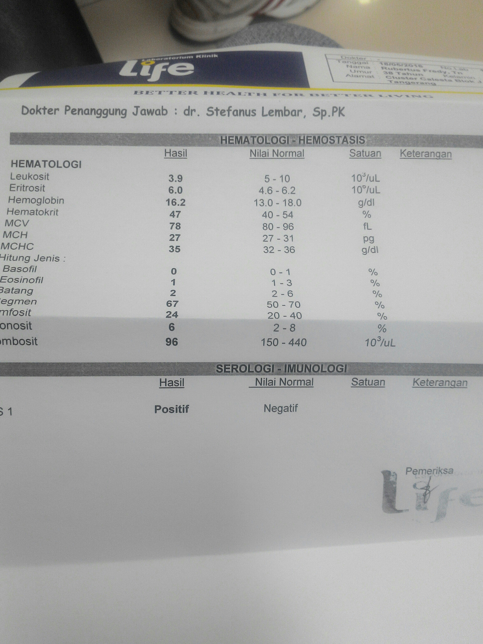 Detail Contoh Hasil Cek Darah Positif Dbd Nomer 12