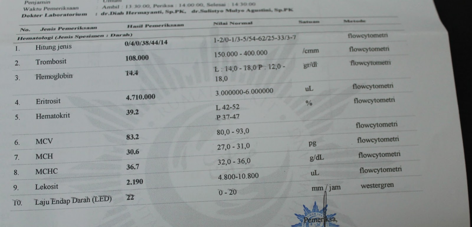 Detail Contoh Hasil Cek Darah Positif Dbd Nomer 3