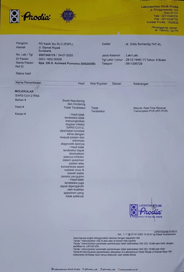 Detail Contoh Hasil Lab Prodia Nomer 20