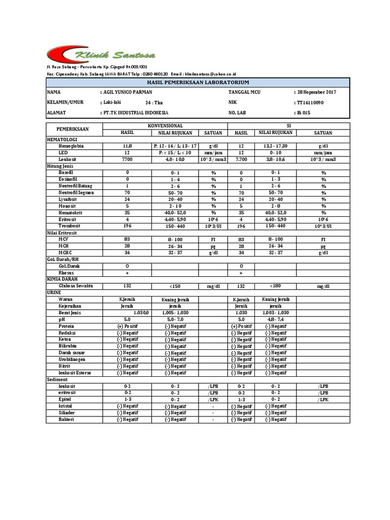 Detail Contoh Hasil Laboratorium Nomer 5
