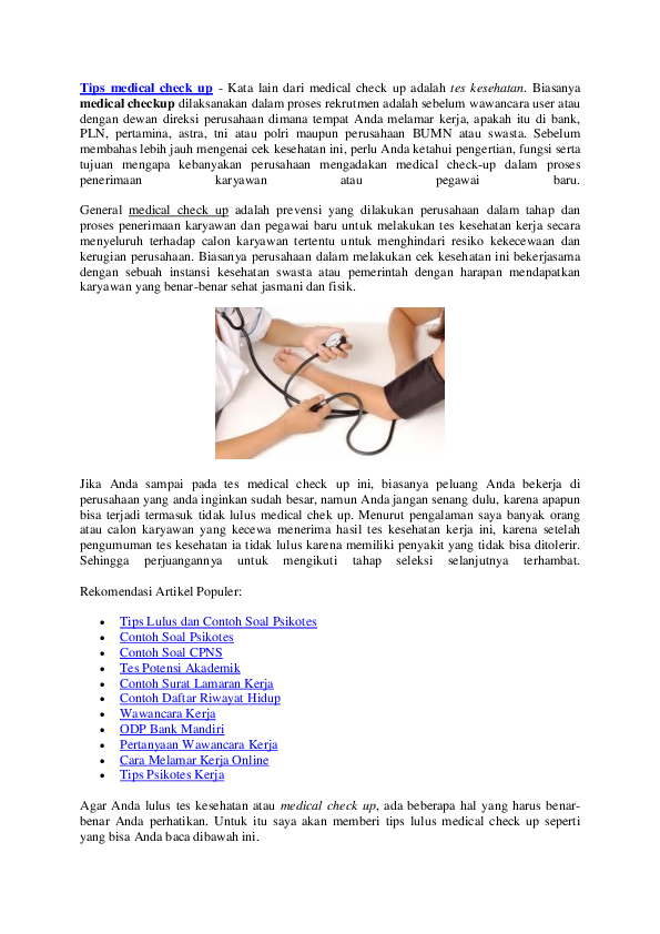 Contoh Hasil Medical Check Up Perusahaan - 43+ Koleksi Gambar