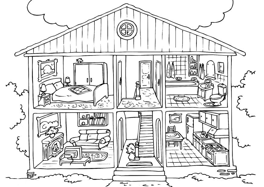 Detail Gambar House Coloring Pages Nomer 13