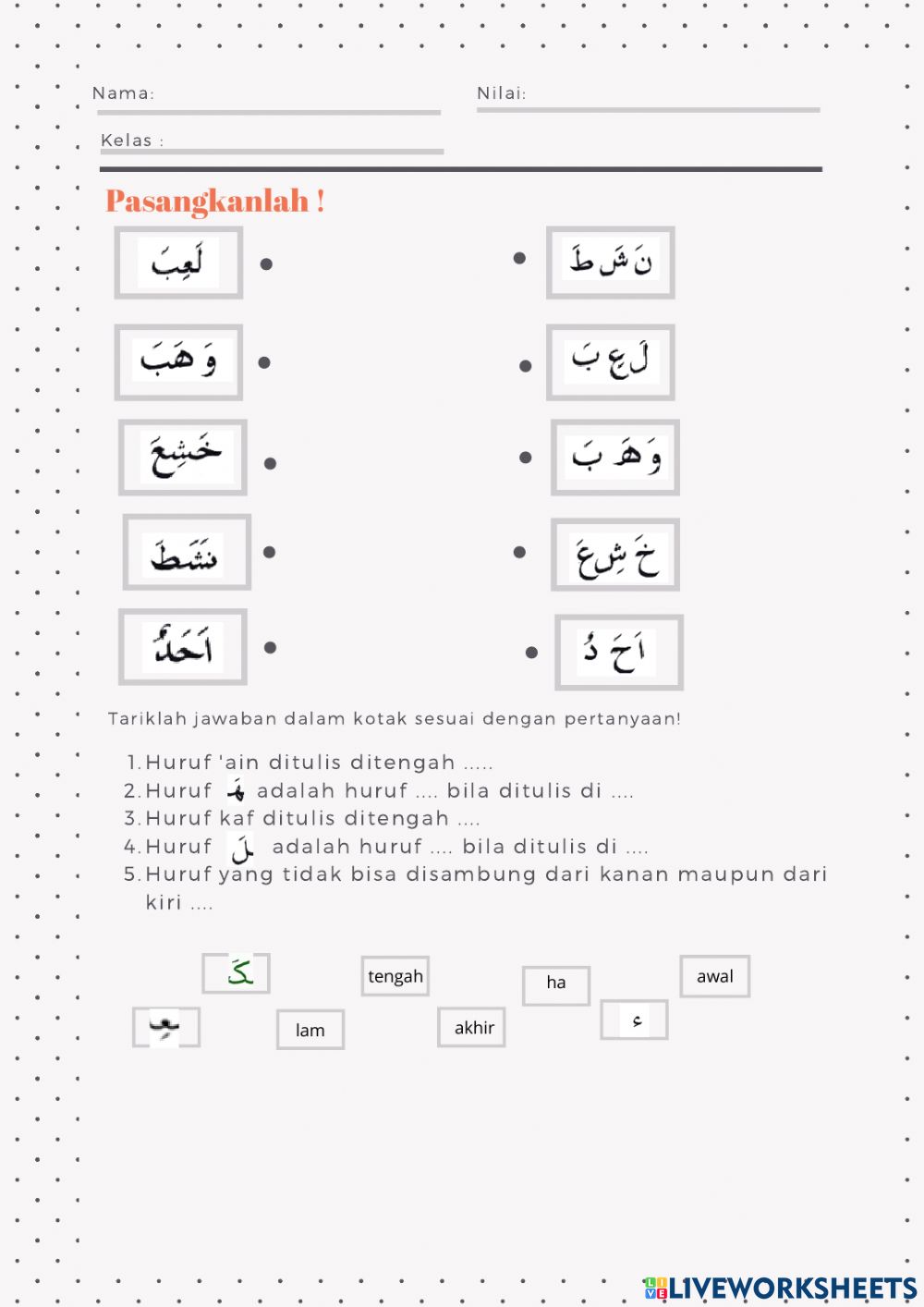 Detail Gambar Huruf Kaf Nomer 34