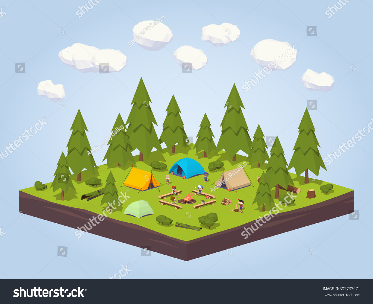 Detail Gambar Hutan Vector Low Polygon Vector Nomer 20