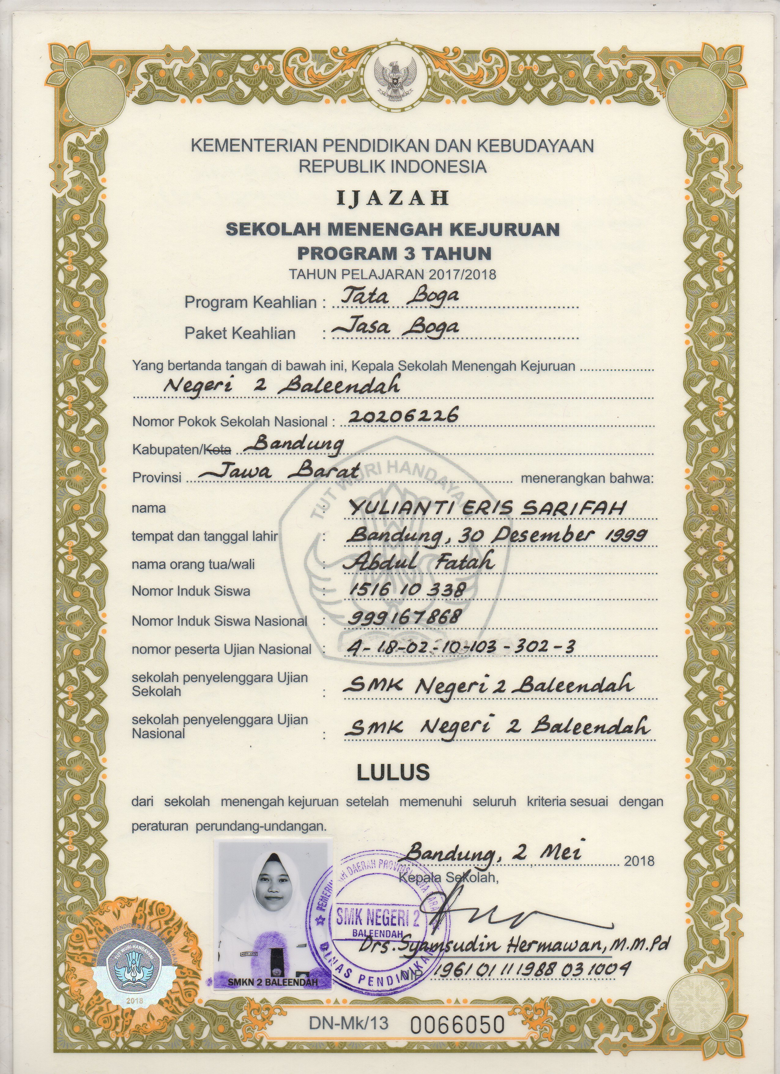 Detail Gambar Ijazah Nomer 11