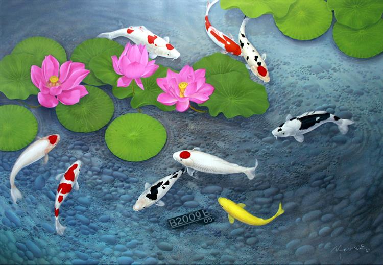 Detail Gambar Ikan Koi Dan Bunga Teratai Nomer 7