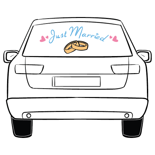 Detail Just Married Schriftzug Auto Nomer 13