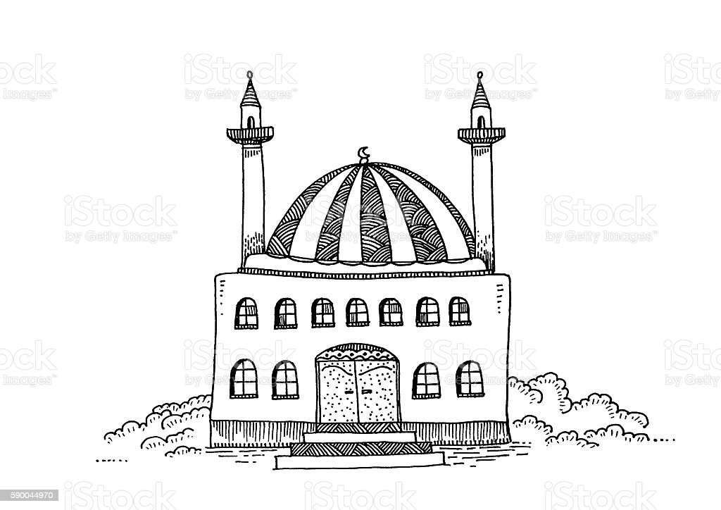 Detail Gambar Ilstarasi Masjid Hitam Putih Nomer 10