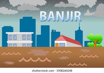 Detail Gambar Ilustrasi Banjir Nomer 3