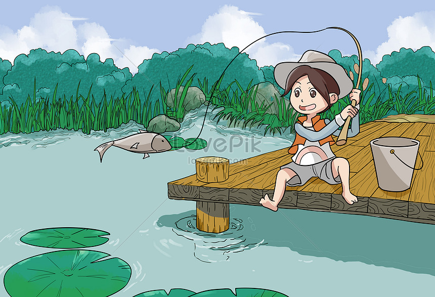 Detail Gambar Ilustrasi Orang Sedang Memancing Nomer 18