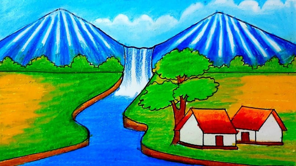 Detail Gambar Ilustrasi Pemandangan Air Terjun Nomer 23