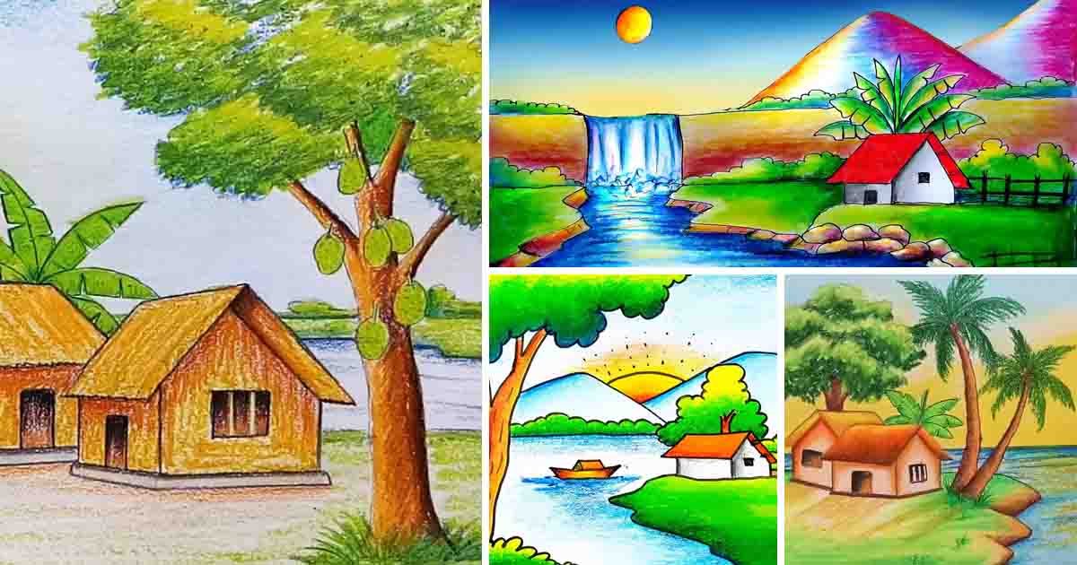 Detail Gambar Ilustrasi Pemandangan Ilustrasi Pemandangan Menggunakan Pensil Nomer 42