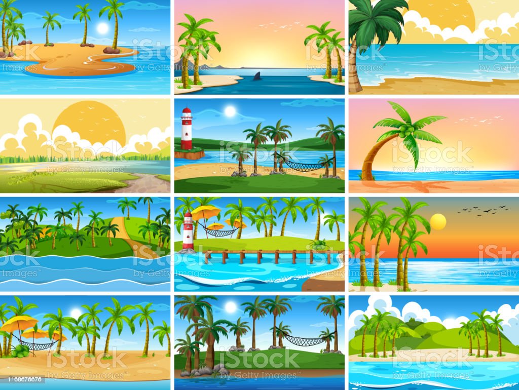 Detail Gambar Ilustrasi Pemandangan Pantai Nomer 30