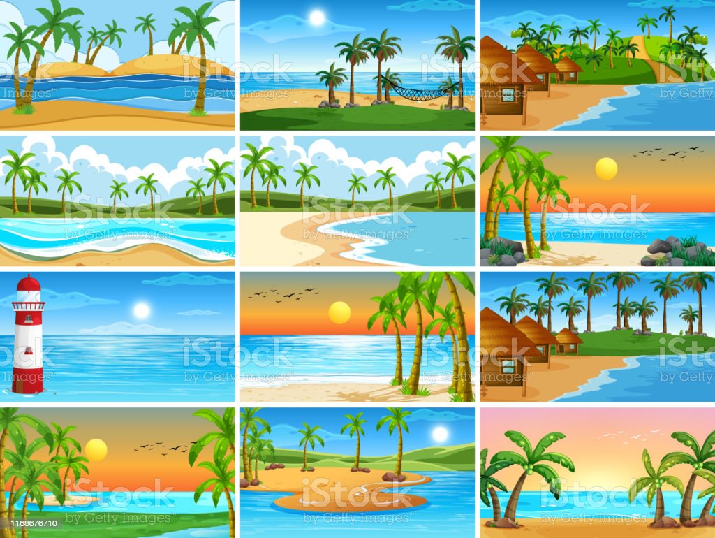 Detail Gambar Ilustrasi Pemandangan Pantai Nomer 32