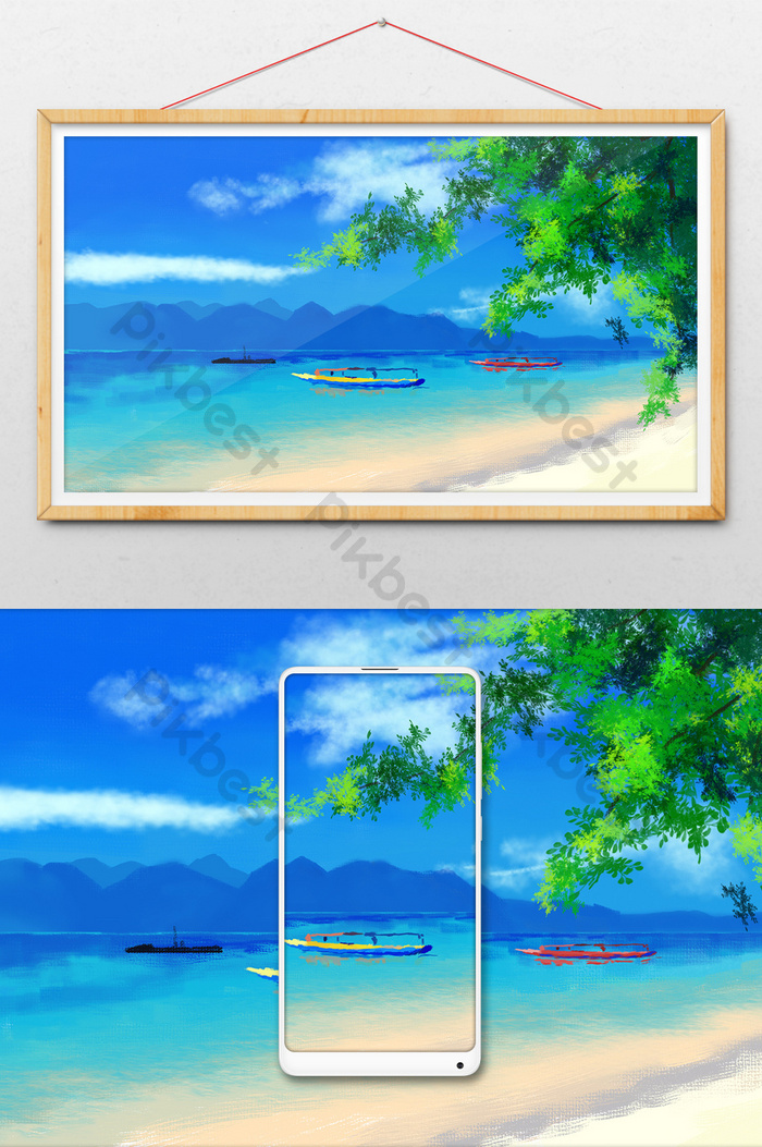 Detail Gambar Ilustrasi Pemandangan Pantai Nomer 39