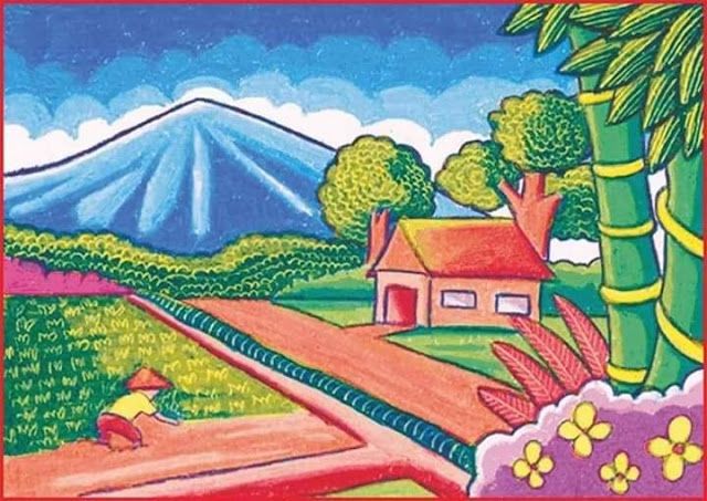 Detail Gambar Ilustrasi Pemandangan Sawah Nomer 2