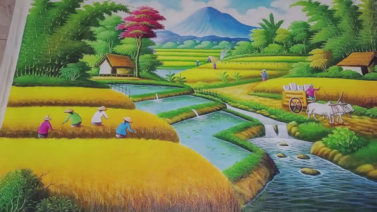 Detail Gambar Ilustrasi Pemandangan Sawah Nomer 24