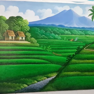 Detail Gambar Ilustrasi Pemandangan Sawah Nomer 43