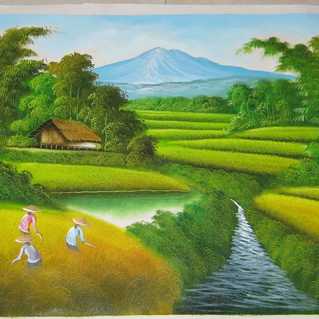 Detail Gambar Ilustrasi Pemandangan Sawah Nomer 48